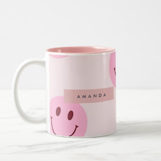 Tasse 2 Couleurs Personalized Pastel Pink Smiley Face (Gauche)