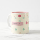 Tasse 2 Couleurs Personalized Pastel Polka Dot Style  (Devant gauche)
