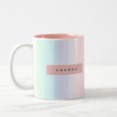 Tasse 2 Couleurs Personalized Pastel Rainbow Stripe (Gauche)