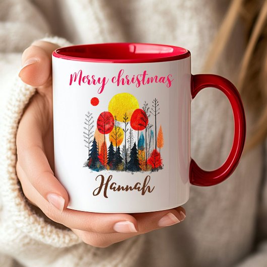 Tasse 2 Couleurs Personalized  Peony Botanical christmas 