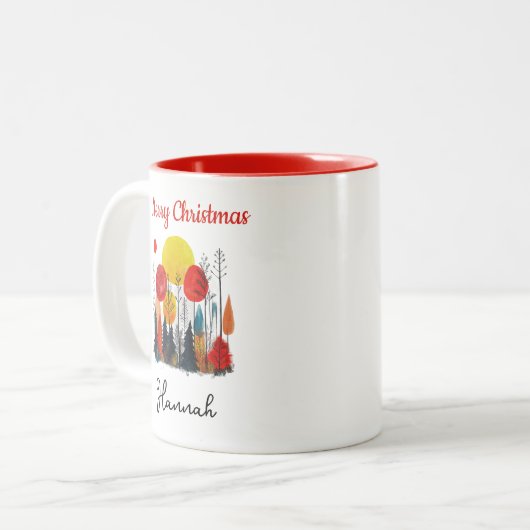 Tasse 2 Couleurs Personalized  Peony Botanical christmas  (Devant gauche)