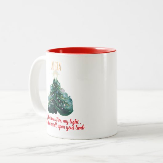 Tasse 2 Couleurs Personalized Photo Christmas Tree Ornament (Devant gauche)