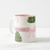Tasse 2 Couleurs Personalized Pink Bow & Christmas Tree (Devant gauche)