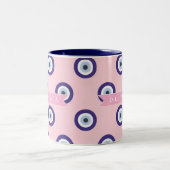 Tasse 2 Couleurs Personalized Pink Evil Eye Pattern Gifts With Name (Centre)