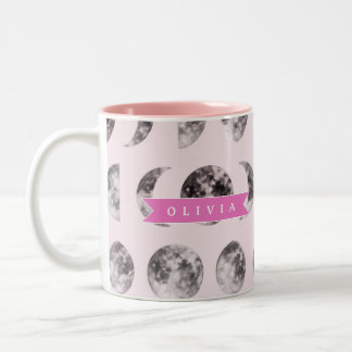 Tasse 2 Couleurs Personalized Pink Moon Phase Celestial Name Gift