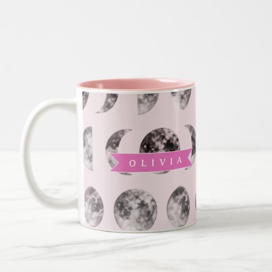 Tasse 2 Couleurs Personalized Pink Moon Phase Celestial Name Gift (Gauche)