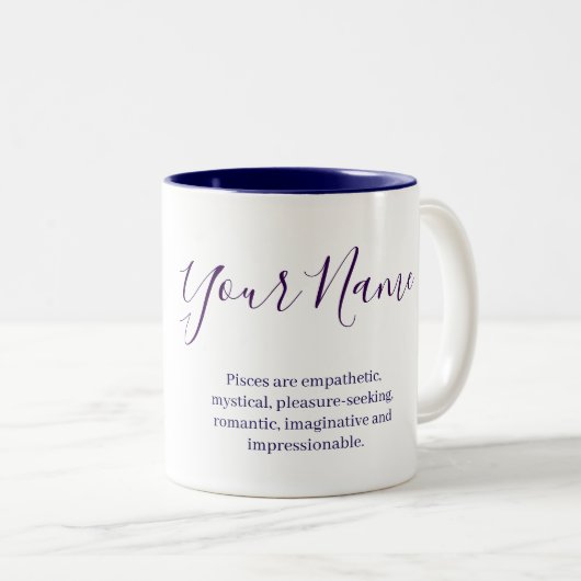 Tasse 2 Couleurs "Personalized Pisces Zodiac sign Name and traits (Devant droit)