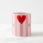 Tasse 2 Couleurs Personalized Playful Red Heart & Pink Stripe  (Centre)
