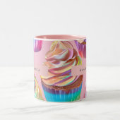 Tasse 2 Couleurs Personalized Rainbow Pastel Cupcake with Glitter (Centre)