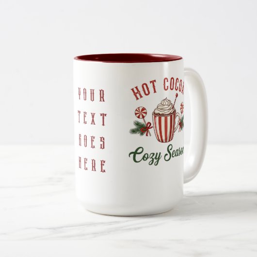 Tasse 2 Couleurs Personalized Retro Hot Cocoa Cozy Season (Devant droit)