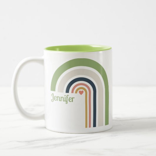 Tasse 2 Couleurs Personalized Retro Rainbow | Boho Coffee Cup Gift  (Gauche)