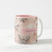 Tasse 2 Couleurs Personalized Silver Glitter Snowflake  (Devant droit)