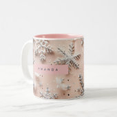 Tasse 2 Couleurs Personalized Silver Glitter Snowflake  (Devant gauche)