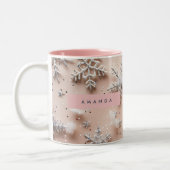 Tasse 2 Couleurs Personalized Silver Glitter Snowflake (Gauche)