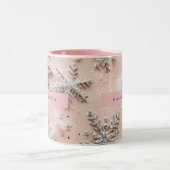 Tasse 2 Couleurs Personalized Silver Glitter Snowflake  (Centre)