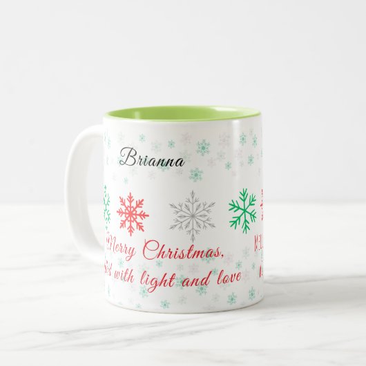 Tasse 2 Couleurs Personalized Snowflake Christmas (Devant gauche)