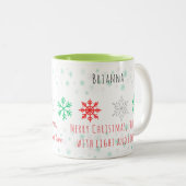 Tasse 2 Couleurs Personalized Snowflake Christmas (Devant droit)