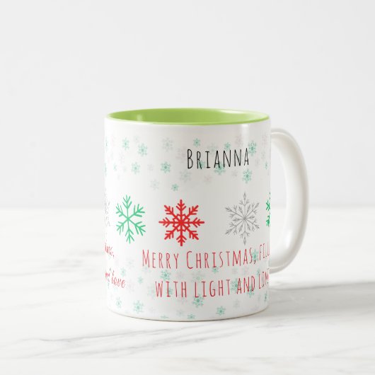 Tasse 2 Couleurs Personalized Snowflake Christmas (Devant droit)