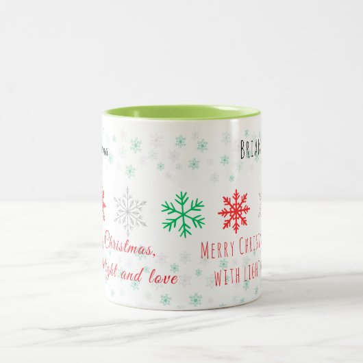 Tasse 2 Couleurs Personalized Snowflake Christmas (Centre)