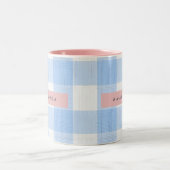 Tasse 2 Couleurs Personalized Soft Pastel Sky Blue Gingham (Centre)