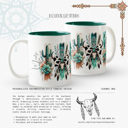 Tasse 2 Couleurs Personalized Southwestern Style Cowgirl Design 