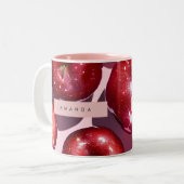 Tasse 2 Couleurs Personalized Sparkling Red Apple Pink Background (Devant gauche)