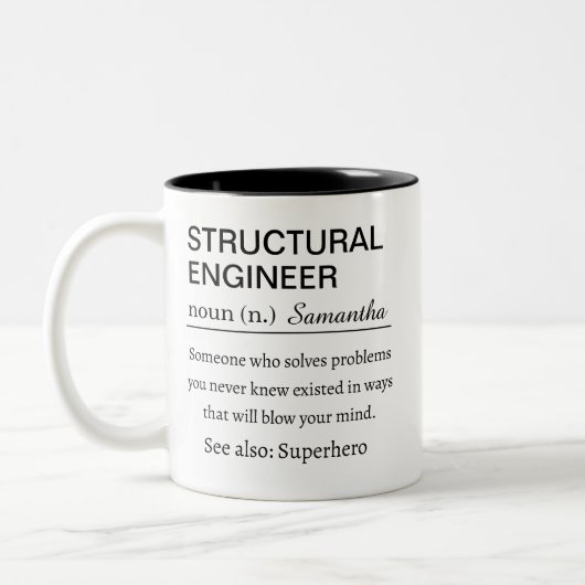 Tasse 2 Couleurs Personalized Structural Engineer Definition Funny (Gauche)