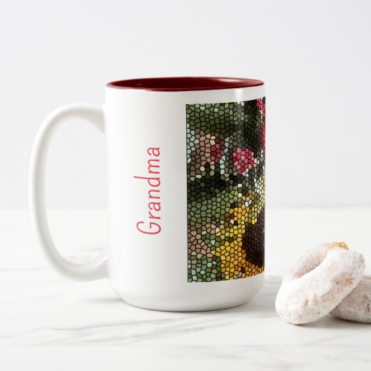 Tasse 2 Couleurs Personalized Sunflower Mosaic Cup (Avec donut)