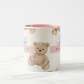 Tasse 2 Couleurs Personalized Teddy Bear & Blue Bow Pattern (Centre)