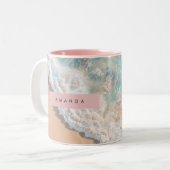 Tasse 2 Couleurs Personalized Turquoise Ocean Wave Beach (Devant gauche)