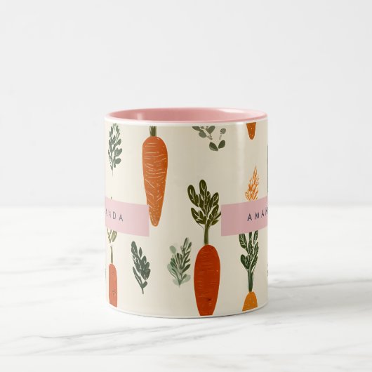 Tasse 2 Couleurs Personalized Whimsical Carrot Patch Rustic (Centre)