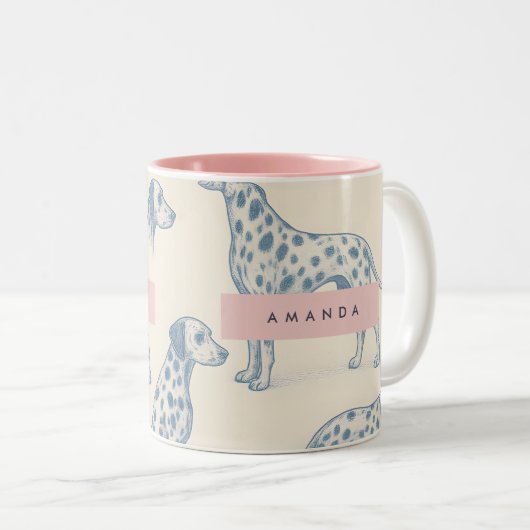 Tasse 2 Couleurs Personalized Whimsical Charming Dalmatian Pattern (Devant droit)