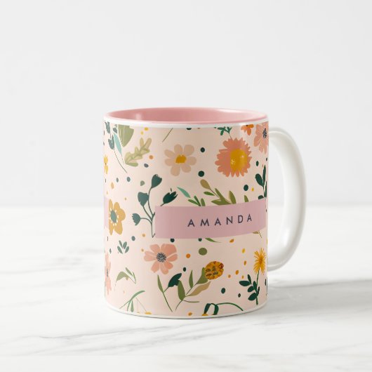 Tasse 2 Couleurs Personalized Whimsical Wildflower Meadow (Devant droit)