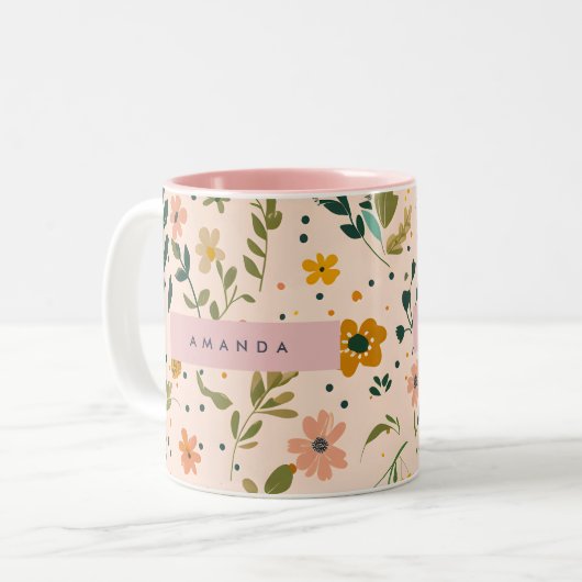 Tasse 2 Couleurs Personalized Whimsical Wildflower Meadow (Devant gauche)