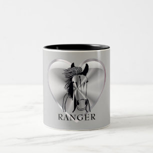Tasse 2 Couleurs Personnalisable Artisable Coeur d'Argent Cheval Mu