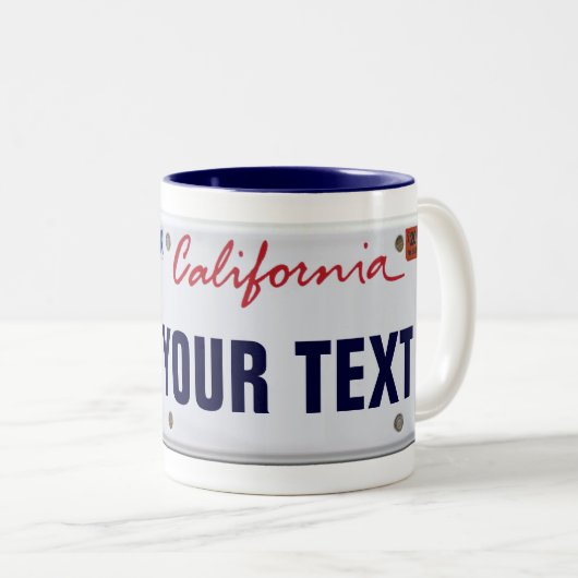 Tasse 2 Couleurs (Personnalisable) Plaque de licence Californie (Devant droit)