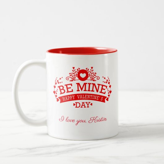 Tasse 2 Couleurs Personnalisable Saint Valentin Je t'aime (Gauche)