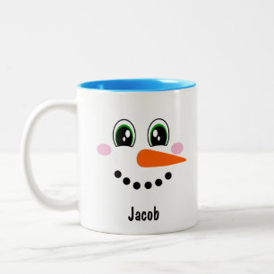 Tasse 2 Couleurs Personnalisation du visage des garçons Snowman