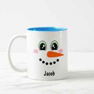 Tasse 2 Couleurs Personnalisation du visage des garçons Snowman