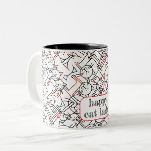 Tasse 2 Couleurs personnalisation : femme de chat sans enfant