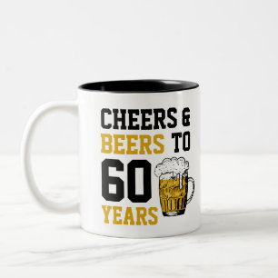 Tasse 2 Couleurs Personnalisé 60e anniversaire Cheers & Bières à