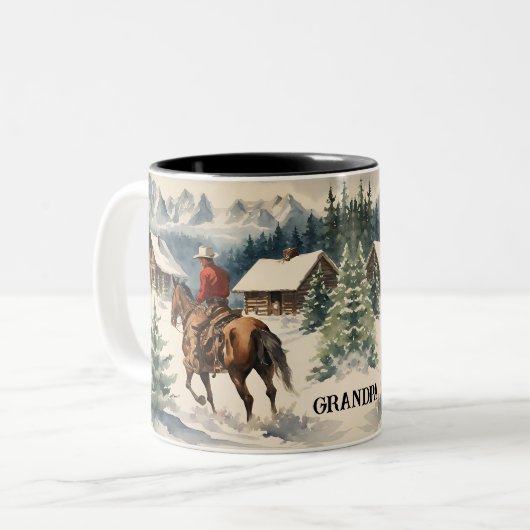 Tasse 2 Couleurs Personnalisé Cowboy Western (Devant gauche)