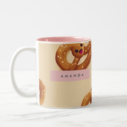 Tasse 2 Couleurs Personnalisé Cute Smiling Motif Pretzel (Gauche)