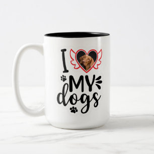 Tasse 2 Couleurs Personnalisé J'aime mon chien photo T-shirt