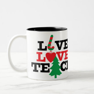 Tasse 2 Couleurs Personnalisé Live Love Enseignant de Noël