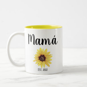 Tasse 2 Couleurs Personnalisé Mamá Est. Tournesol peint