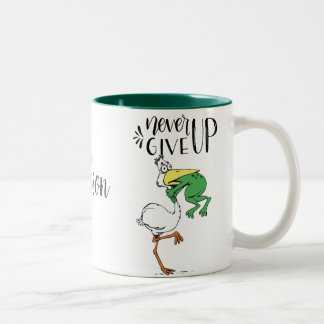 Tasse 2 Couleurs Personnalisé N'abandonnez jamais pélican et grenou