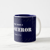 Tasse 2 Couleurs Personnalisé PLUS QU'UN CONQUÉRANT chrétien (Devant droit)