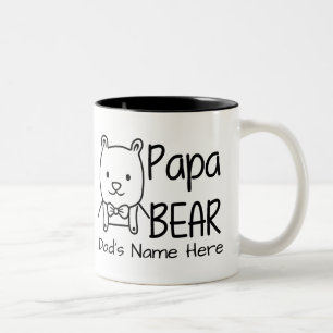 Tasse 2 Couleurs Personnalisé pour papa, Black Papa Bear, deux côté
