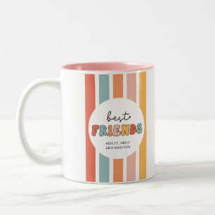 Tasse 2 Couleurs Personnalisé Retro Meilleurs Amis BFFs Mete Bestie
